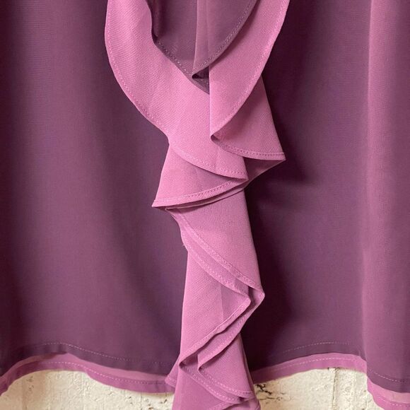 Ann Taylor Loft Purple Ruffle Blouse M - Picture 4 of 11